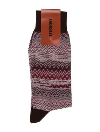 Pre-owned Missoni Long Patterned Socks In Brown