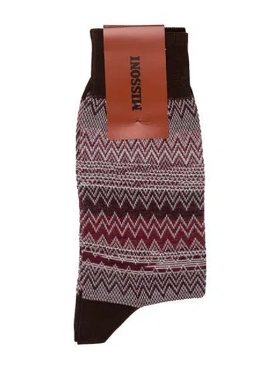 Pre-owned Missoni Long Patterned Socks In Brown