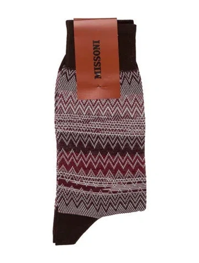 Pre-owned Missoni Long Patterned Socks In Brown
