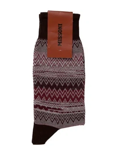 Pre-owned Missoni Long Printed Socks In Brown