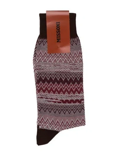 Pre-owned Missoni Long Printed Socks In Brown