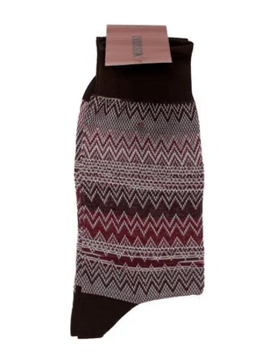 Pre-owned Missoni Long Printed Socks In Brown