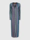 Missoni Sequinned Pleated Knit Long Cardigan In Multicoloured
