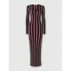 Missoni Long Ribbed Ribbed Dress With Sequins In Red  & Black
