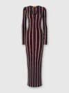 Missoni Long Ribbed Ribbed Dress With Sequins In Red,black