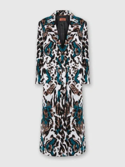 MISSONI MISSONI LONG SINGLE-BREASTED COAT WITH ANIMALIER PATTERN