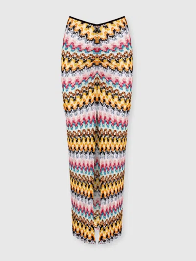 Missoni Long Skirt In Lamé Viscose Lace With Gathers In Multicoloured