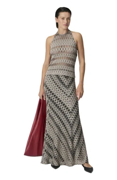 Missoni Long Skirt In Viscose Blend With 3d Diamond Pattern In Gray