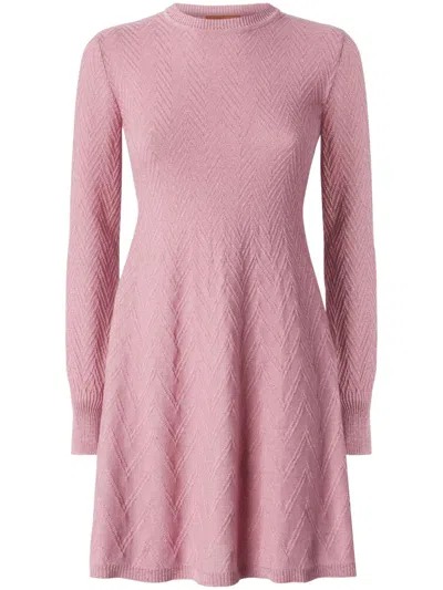 Missoni Long-sleeve A-line Mini Dress In Pink