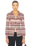 Missoni Metallic Zigzag Button-up Shirt In Multicolor Red & Black