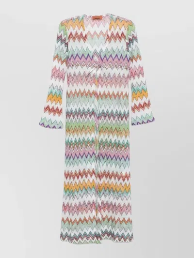 Missoni Long Sleeve Chevron Dress Cover Up Tie In Multi
