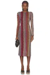 Missoni Polo Cut Dress In Viscose And Zigzag Wool In Black  Pink  White  & Rust