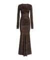 Missoni Chevron Long-sleeve Ruched Maxi Dress In Black