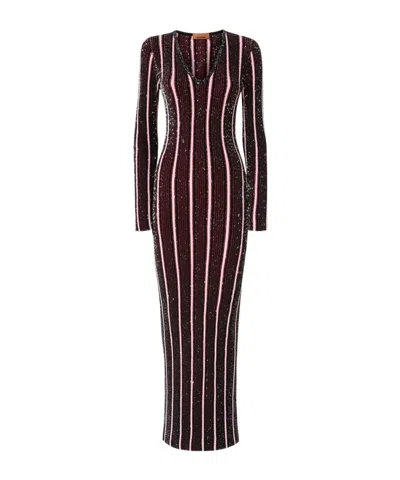 Missoni Long Sleeve Dress In Black & Light Blue