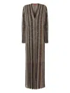 Missoni Long Dress With V-neck And Herringbone Stripe Knit In Black