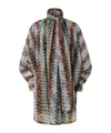 Missoni Zigzag Pattern Long Sleeve High Neck Dress In Gray