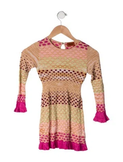 Pre-owned Missoni Babies' Long Sleeve Dress In Neutrals/pink
