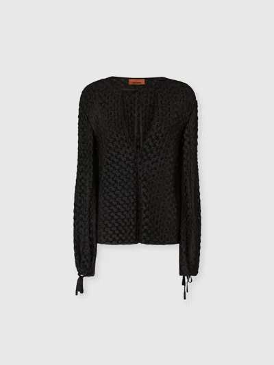 Missoni Long Sleeve Lace Blouse With V-neck In Black