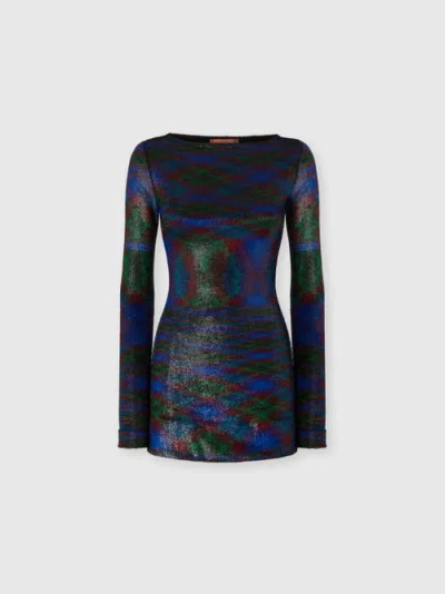 Missoni Long-sleeve Mini Dress With Flame Pattern In Multi