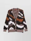 Missoni Long Sleeve Patterned Knit Cardigan V Neck In Black