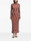 Missoni Long-sleeve Patterned Midi Dress In Brown