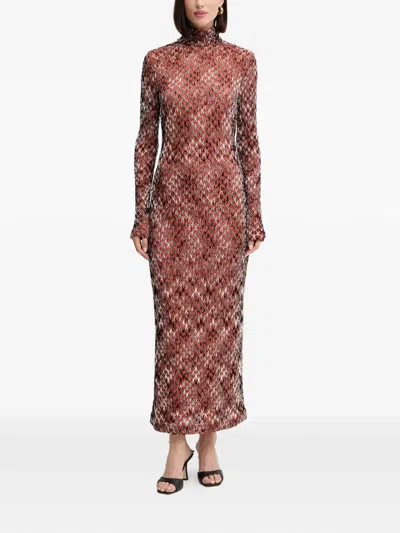 MISSONI LONG-SLEEVE PATTERNED MIDI DRESS