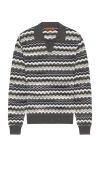 Missoni Long Sleeve Polo In Gray
