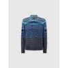 Missoni Long Sleeve Polo In Pure Wool With Flame Pattern In Blue