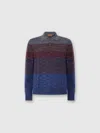 Missoni Long Sleeve Polo In Pure Wool With Flame Pattern In Multi