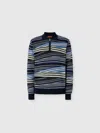 Missoni Long Sleeve Polo With Zip And Striped Zigzag Pattern In Multi
