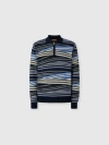 Missoni Long Sleeve Polo With Zip And Striped Zigzag Pattern In Multi