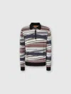 Missoni Long Sleeve Polo With Zip And Striped Zigzag Pattern In Multi