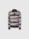 Missoni Long Sleeve Polo With Zip And Striped Zigzag Pattern In Multi
