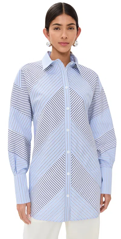 Missoni Long Sleeve Shirt Blue/light Blue On White Base