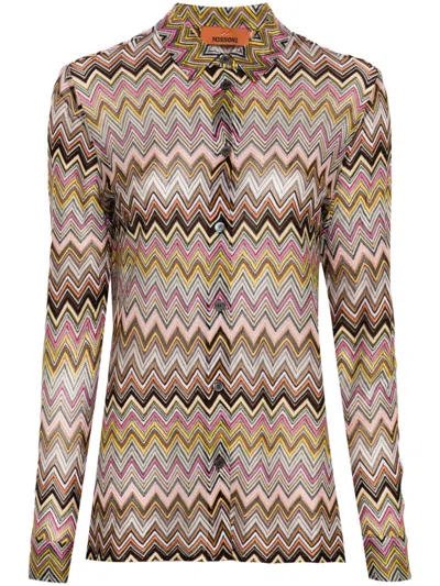 Missoni Long-sleeve Shirt In Nude & Neutrals