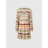 Missoni Long Sleeve Short Dress With Zig Zag Lace Pattern In Multicoloured