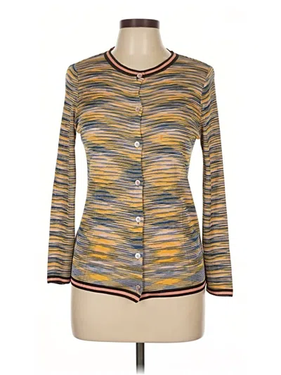 Pre-owned Missoni Long Sleeve Top Yellow Mock Neckline Tops