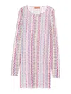 Missoni Midi Dress In Zig Zag Printed Tulle Multicolor 3d Chevron In Multi