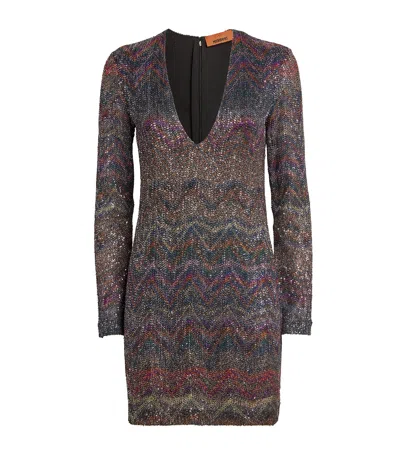 Missoni Long-sleeve V-neck Mini Dress