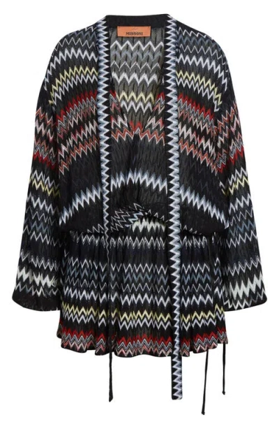 Missoni Long Sleeve Zigzag Knit Minidress In Multi