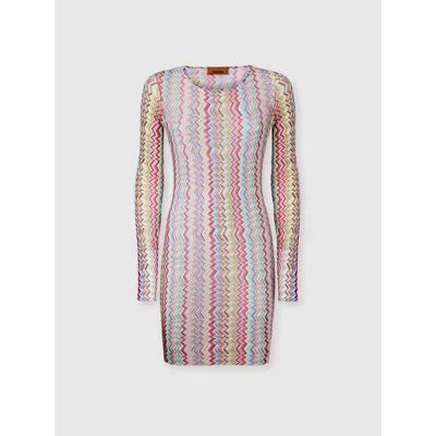 Missoni Long-sleeve Zigzag Printed Tulle T-shirt In Multi