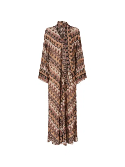 Missoni Long Sleeved Dress In Brown