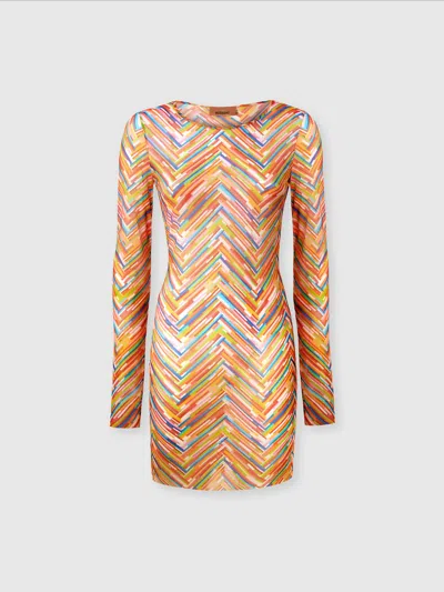 MISSONI LANGÄRMELIGES KLEID AUS BEDRUCKTEM TÜLL