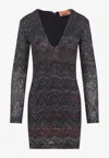 Missoni Fitted Mini Dress With Multicolored Zigzag In Black
