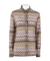 Missoni Chevron Pattern Blouse In Cotton And Viscose Blend In Nude