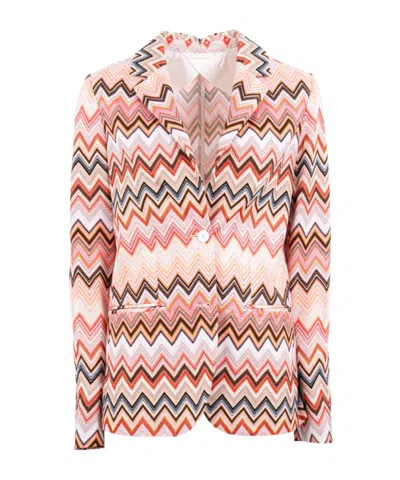 Missoni Long-sleeved Suit Coat In Pink