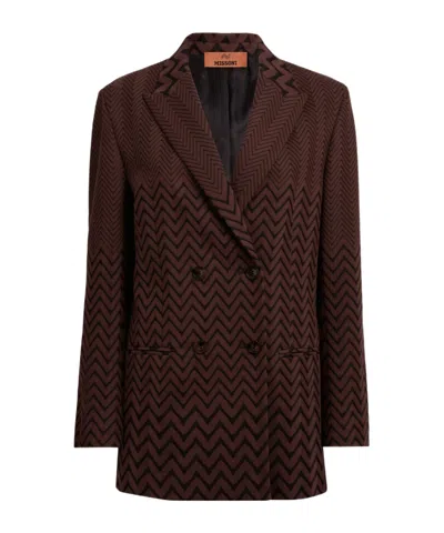 Missoni Long-sleeved Suit Jacket In Brown