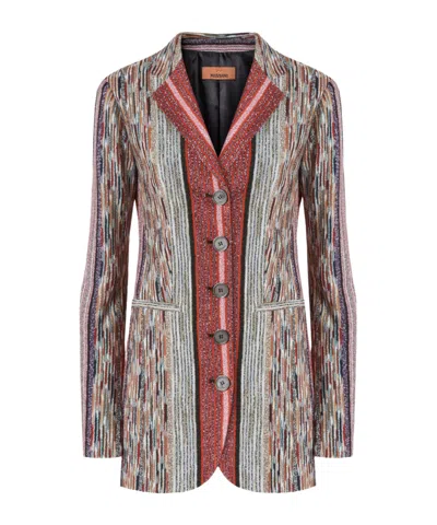 Missoni Long-sleeved Suit Jacket In Gray