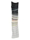 Missoni Long Boat-neck Dress In Striped Knit In Gray