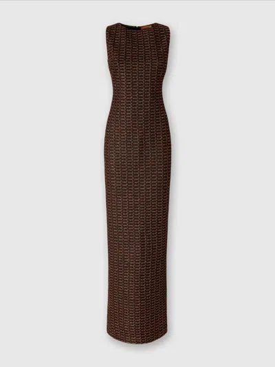 Missoni Langes Ärmelloses Kleid Aus Lamé-viskose Mit Spitzenmotiv In Rust,black